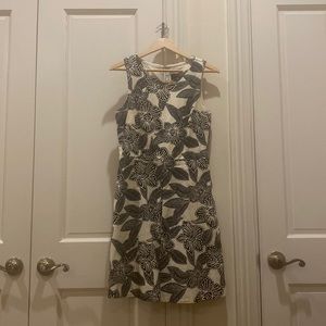 Jcrew Polynesian floral black and white dress, size 4
